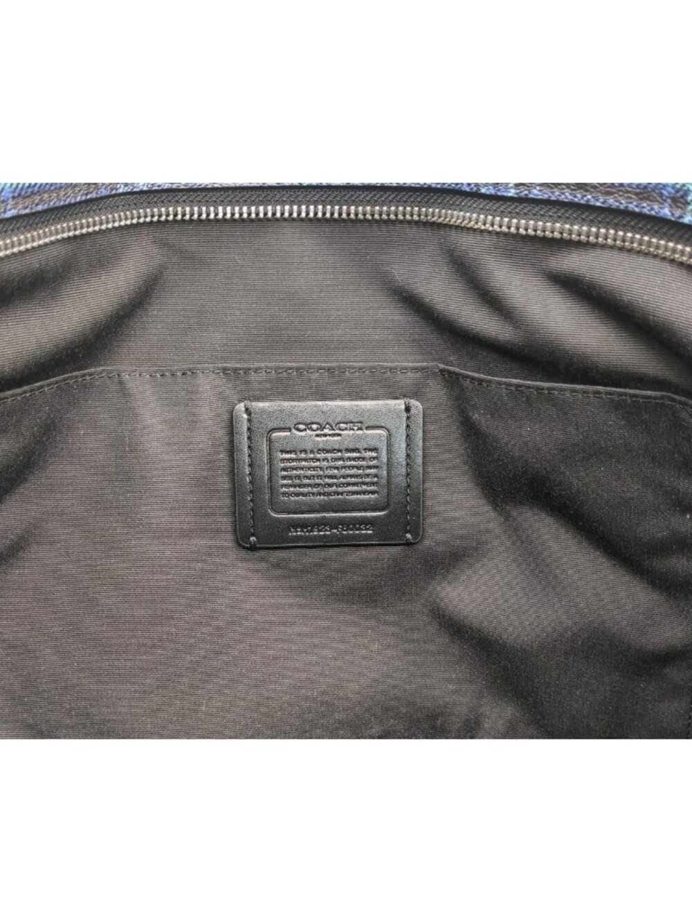 Coach Navy Shirting Plaid Signature Coated Canvas Zip Top Tote F80032 - Picture 12 of 13